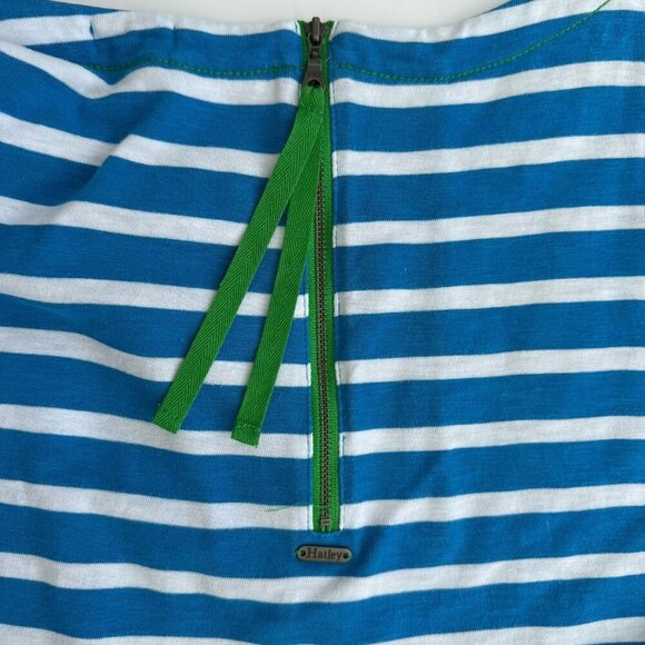 Hatley Blue & White Striped Dress L With Zipper Back Preppy Nautical - Picture 10 of 12